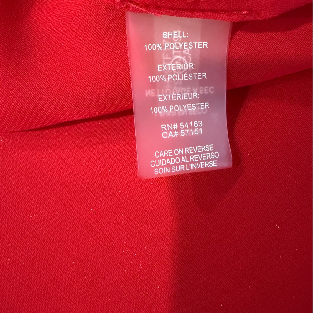 Tommy Hilfiger Women's Red Ruffle Tie Neck Blouse Metallic Shimmer Long Sleeve - Picture 7 of 7